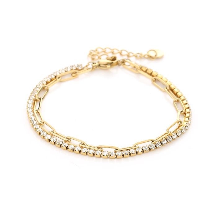 Schakel strass armband